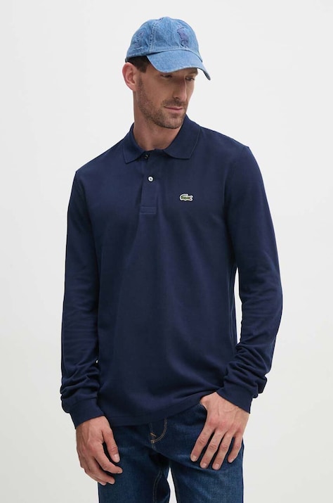 Lacoste longsleeve bawełniany kolor granatowy gładki L1312.166-166
