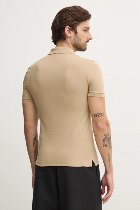 Бавовняне поло Lacoste Koszulka Lacoste Pique Polo Shirt PH4012 02S колір бежевий однотонне PH4012