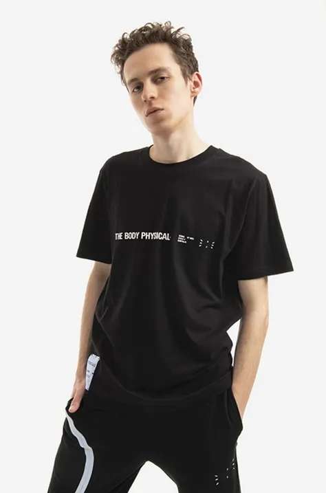Bavlněné tričko MCQ černá barva, s potiskem, 647244RST851000-BLACK