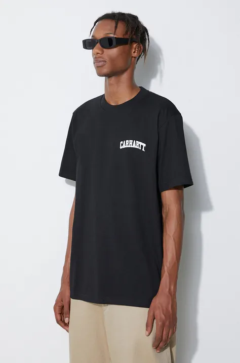 Bavlnené tričko Carhartt WIP University Script čierna farba, s potlačou