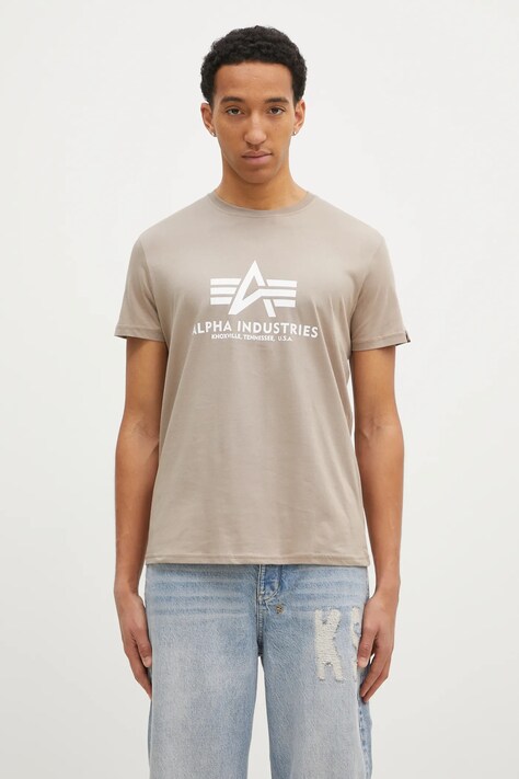 Alpha Industries tricou din bumbac Basic T-Shirt culoarea bej, cu imprimeu 100501.679-beige