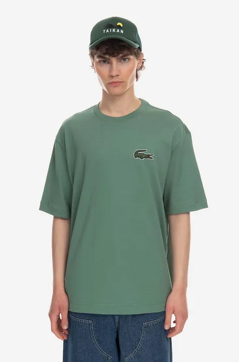 lacoste Cfa t-shirt bawełniany kolor zielony z aplikacją (puste)