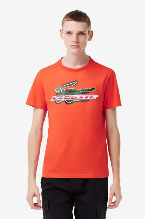 lacoste Cfa t-shirt męski kolor pomarańczowy z nadrukiem (puste)