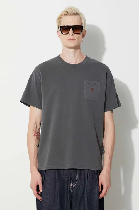 Gramicci cotton t-shirt One Point Tee gray color