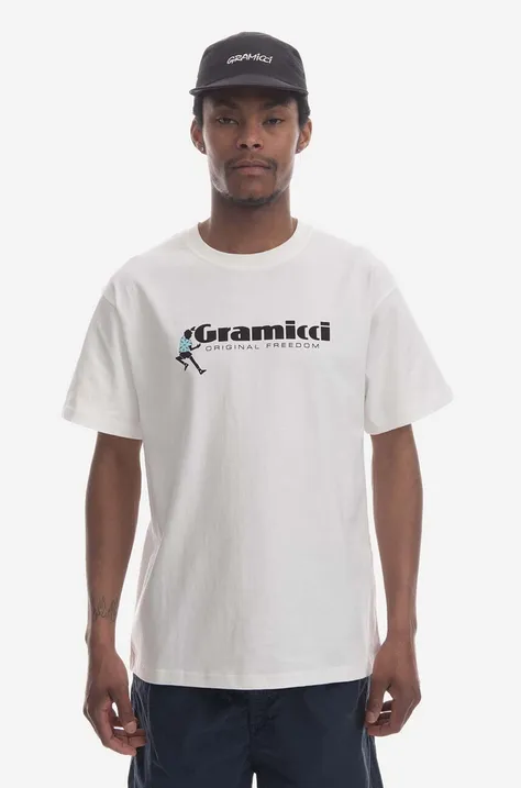Bavlnené tričko Gramicci Dancing Man Tee G3SU.T045-white, biela farba, s potlačou