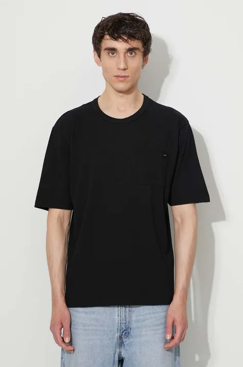 Bavlnené tričko Edwin I027938.8967-8967, čierna farba, jednofarebné