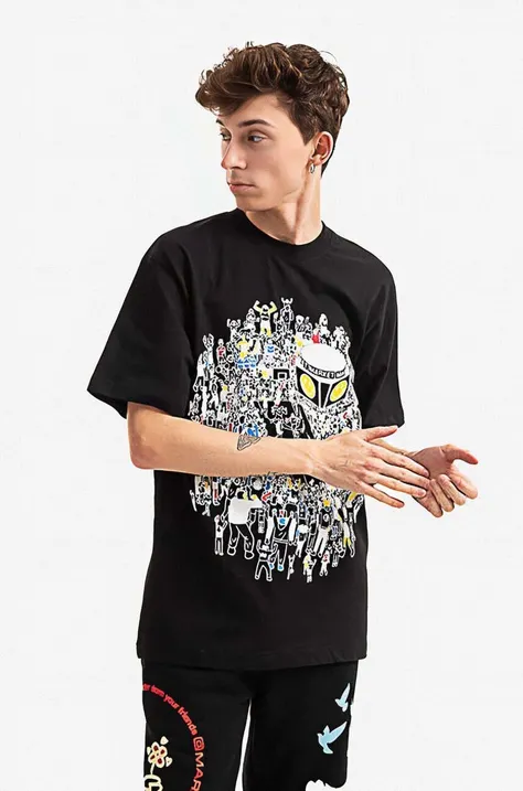 Βαμβακερό μπλουζάκι Market x Smiley χρώμα: μαύρο