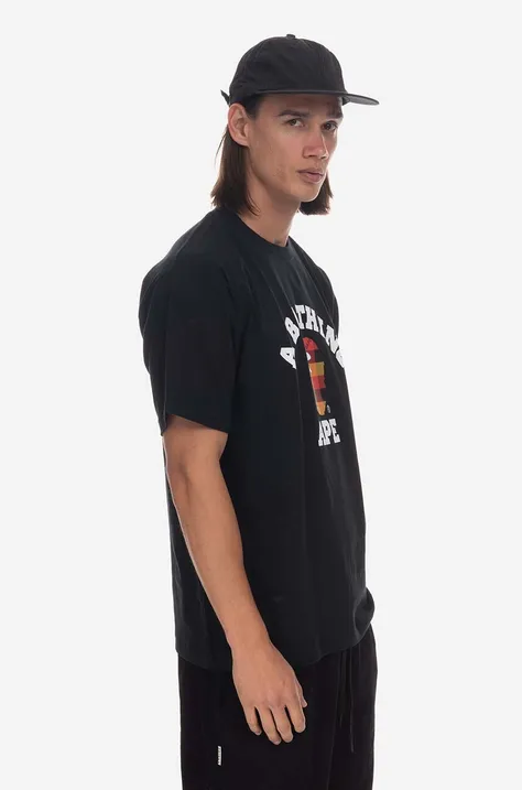 A Bathing Ape t-shirt bawełniany kolor czarny z nadrukiem 001TEI801032M-BKXRD