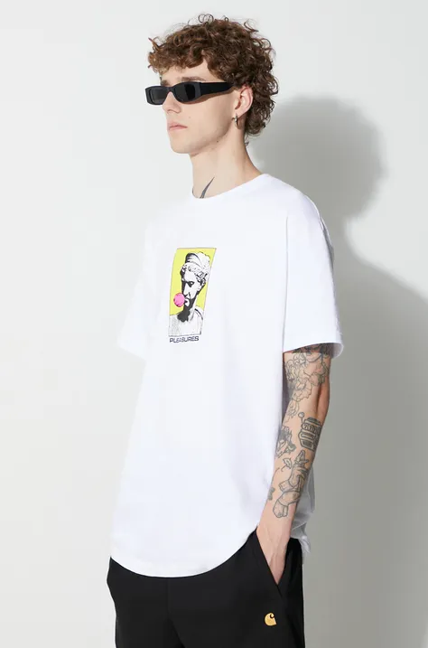 Хлопковая футболка PLEASURES цвет белый с принтом