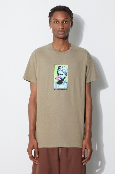 PLEASURES cotton t-shirt beige color