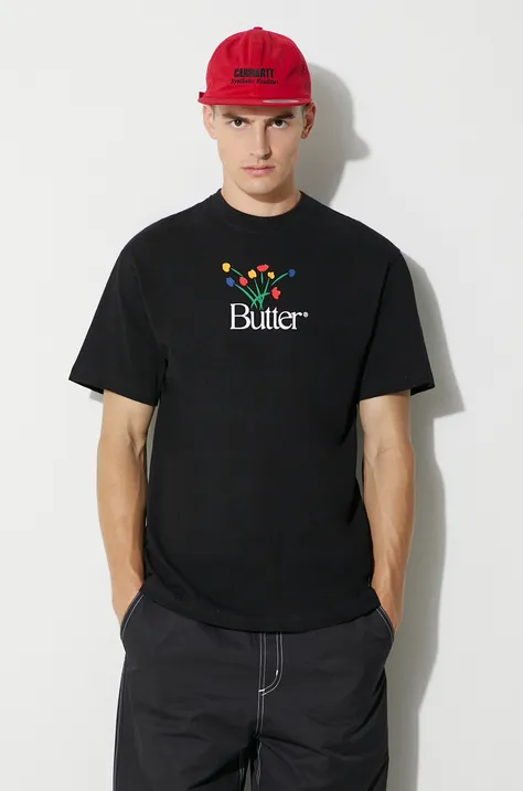 Βαμβακερό μπλουζάκι Butter Goods χρώμα: μαύρο