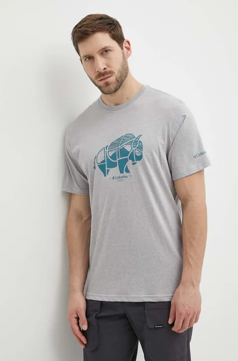 Columbia t-shirt bawełniany Rockaway River kolor szary z nadrukiem 2036401