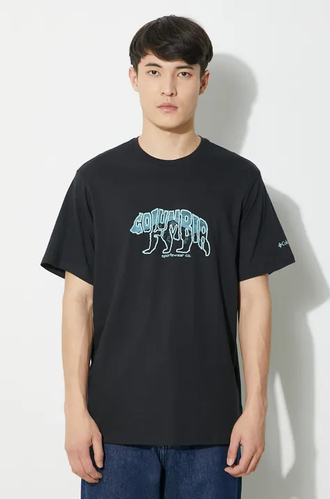 Columbia t-shirt bawełniany Rockaway River kolor czarny z nadrukiem 2036401