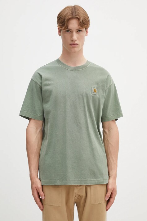 Бавовняна футболка Carhartt WIP S/S Nelson T-Shirt колір зелений однотонна I029949.1YFGD