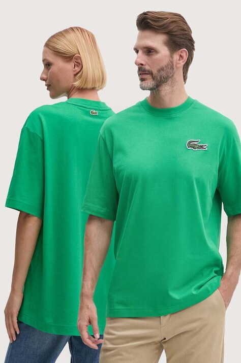 Lacoste tricou din bumbac culoarea verde, cu imprimeu