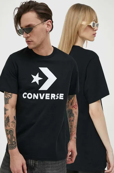Pamučna majica Converse boja: crna, s tiskom