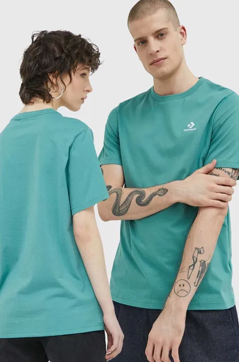 Converse t-shirt bawełniany kolor turkusowy gładki