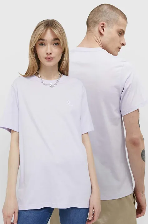 Bavlnené tričko Converse fialová farba, jednofarebný