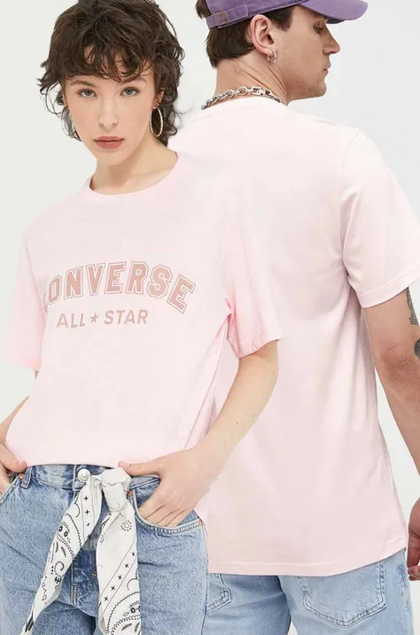 Converse t-shirt bawełniany kolor różowy z nadrukiem 10024566.A09-DECADEPINK