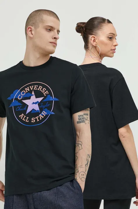 Pamučna majica Converse boja: crna, s tiskom
