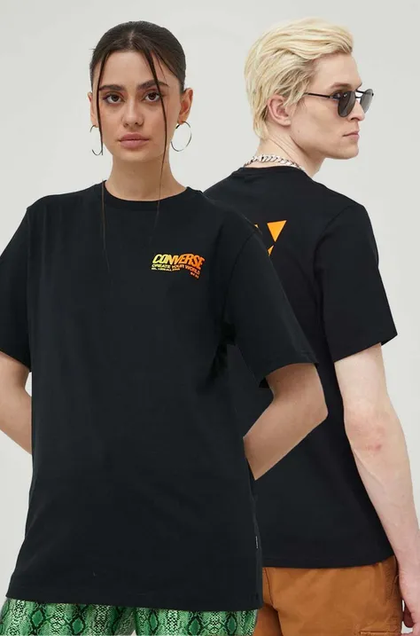 Converse t-shirt bawełniany kolor czarny z nadrukiem