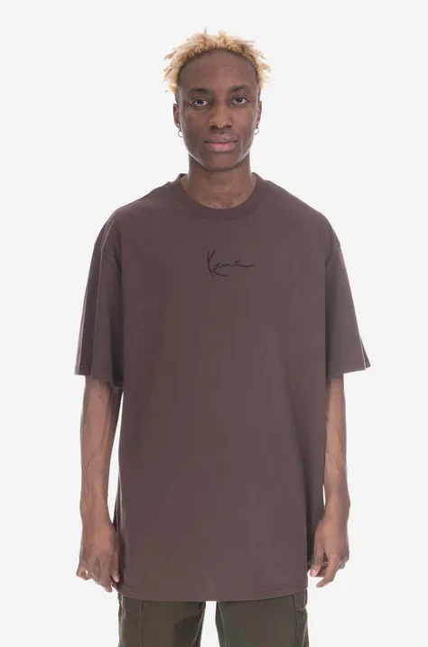 Karl Kani t-shirt bawełniany kolor brązowy z aplikacją 6037461-BROWN