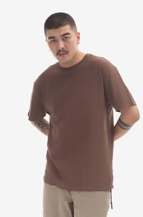 KSUBI t-shirt bawełniany kolor brązowy gładki MPS23TE024-BROWN