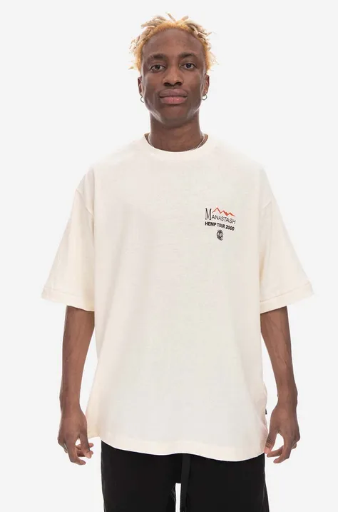 Majica kratkih rukava Manastash Hemp Tee Tour boja: bež, s tiskom, 7923134045-414