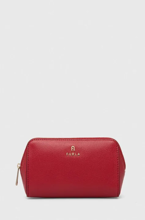 Usnjena kozmetična torbica Furla rdeča barva