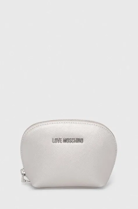 Kozmetična torbica Love Moschino srebrna barva