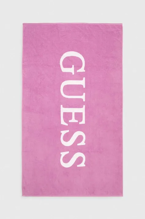Βαμβακερή πετσέτα Guess χρώμα: μοβ