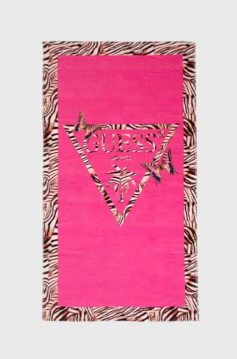 Bavlněný ručník Guess růžová barva, E4GZ05 KBN40