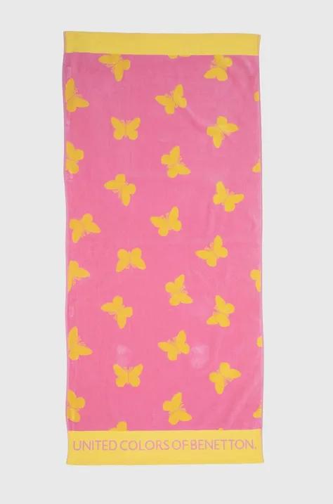 Dětský bavlněný ručník United Colors of Benetton růžová barva