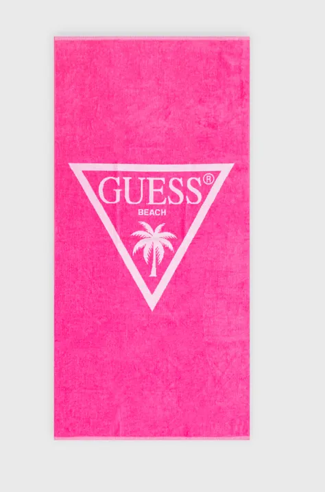 Βαμβακερή πετσέτα Guess χρώμα: ροζ