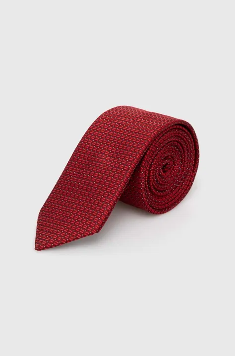 Hodvábna kravata HUGO červená farba, 50509025