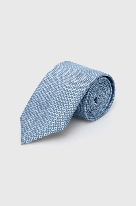BOSS krawat jedwabny kolor niebieski