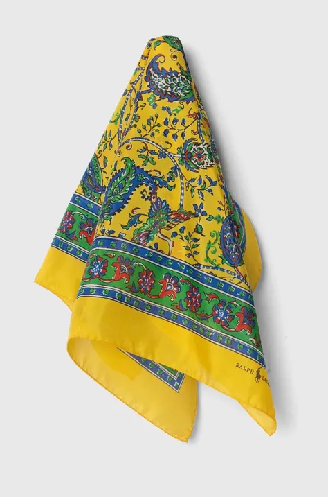 Шелковый платок на шею Polo Ralph Lauren цвет жёлтый узор 712926115