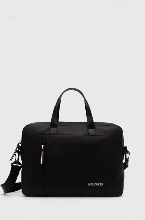 Τσάντα φορητού υπολογιστή Tommy Hilfiger χρώμα: μαύρο, AM0AM11784