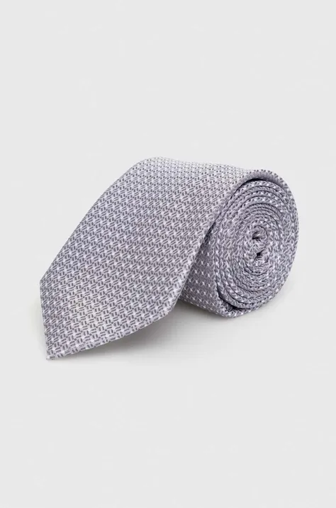 Svilena kravata Michael Kors siva barva