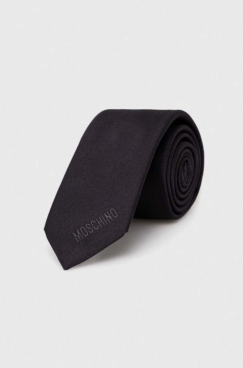 Μεταξωτή γραβάτα Moschino χρώμα: μαύρο