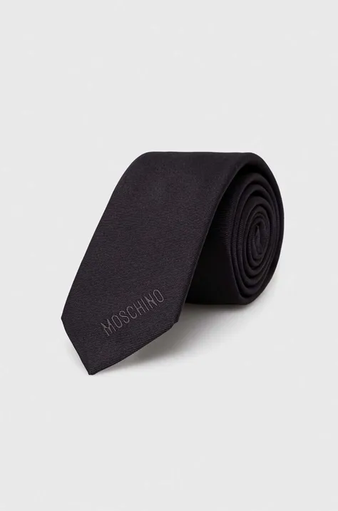 Svilena kravata Moschino črna barva