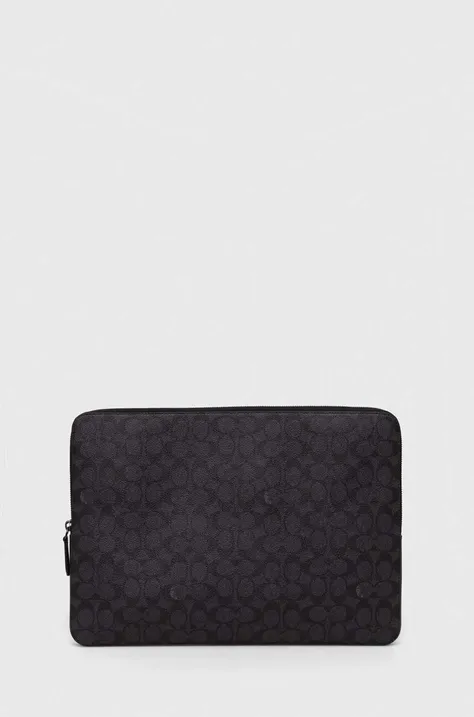 Kožna torba za laptop Coach boja: siva