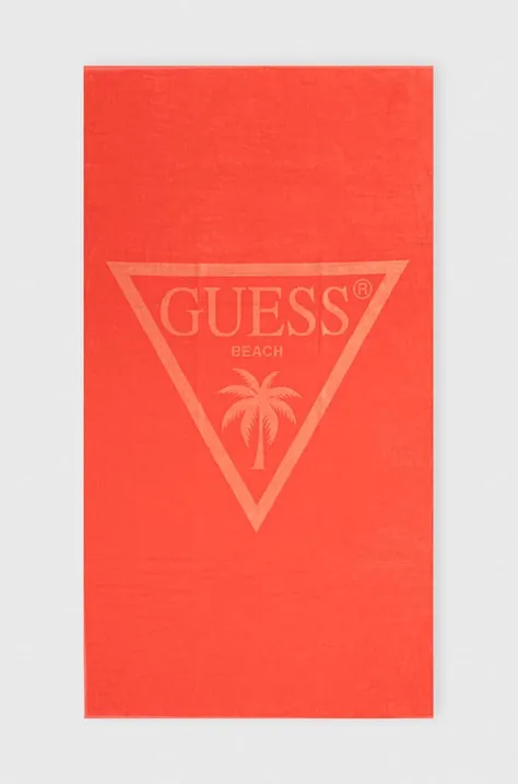 Bombažna brisača Guess oranžna barva