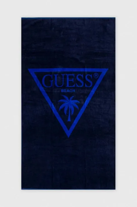 Βαμβακερή πετσέτα Guess χρώμα: ναυτικό μπλε