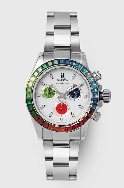 Часы A Bathing Ape 30Th Anniversary Type 4 Bapex мужская цвет серебрянный 1J70187001