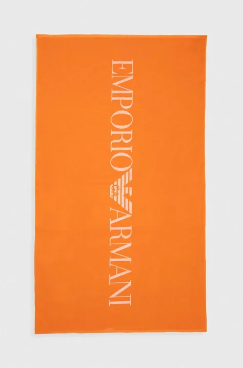 Bombažna brisača Emporio Armani Underwear oranžna barva
