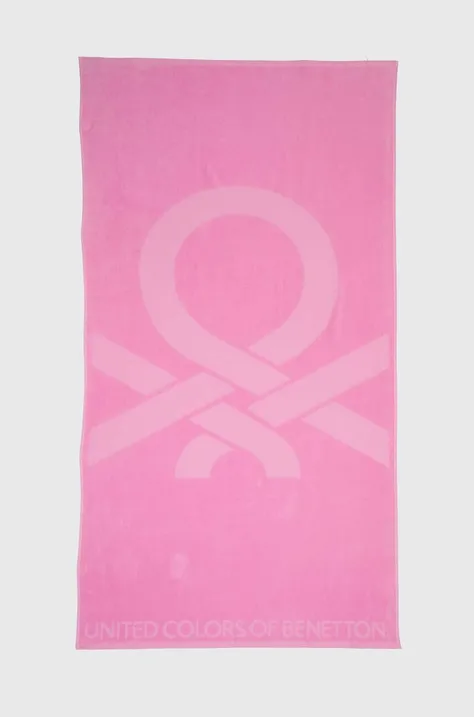Хлопковое полотенце United Colors of Benetton цвет розовый