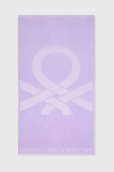 Хлопковое полотенце United Colors of Benetton цвет фиолетовый