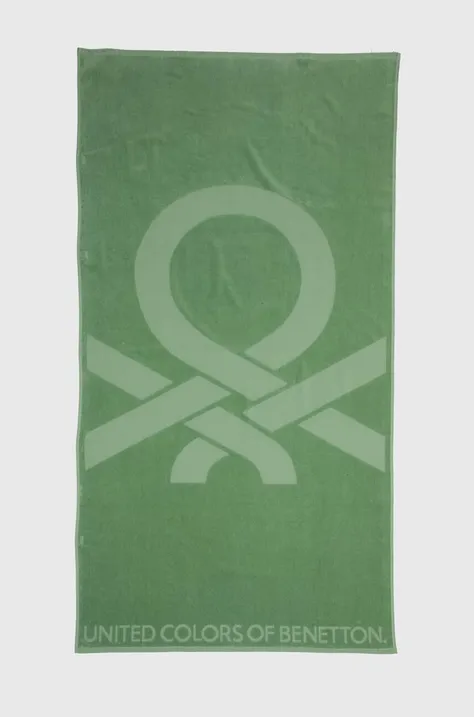 Хлопковое полотенце United Colors of Benetton цвет зелёный