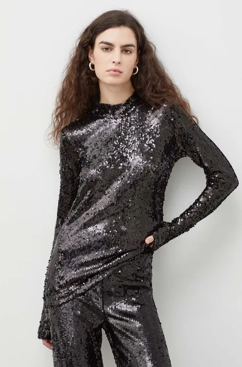Блузка Bruuns Bazaar жіноча колір чорний однотонна